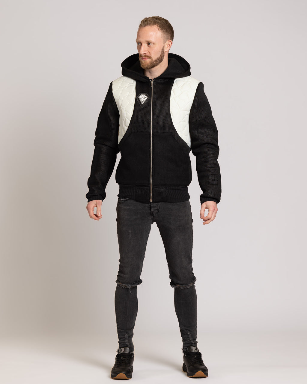 Veste à capuche en tissu Oxford matelassé et airmesh