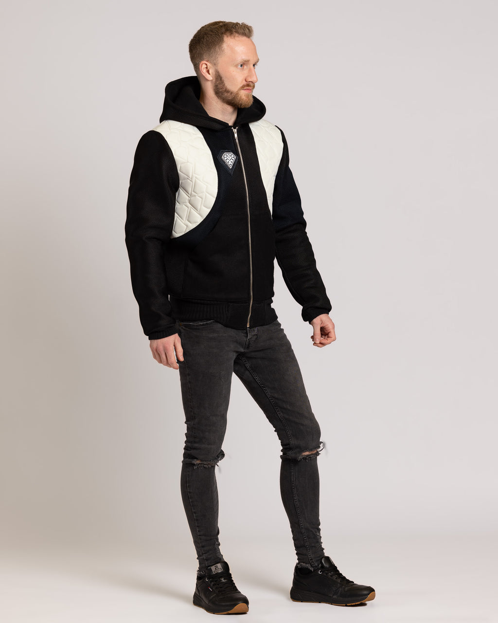 Veste à capuche en tissu Oxford matelassé et airmesh