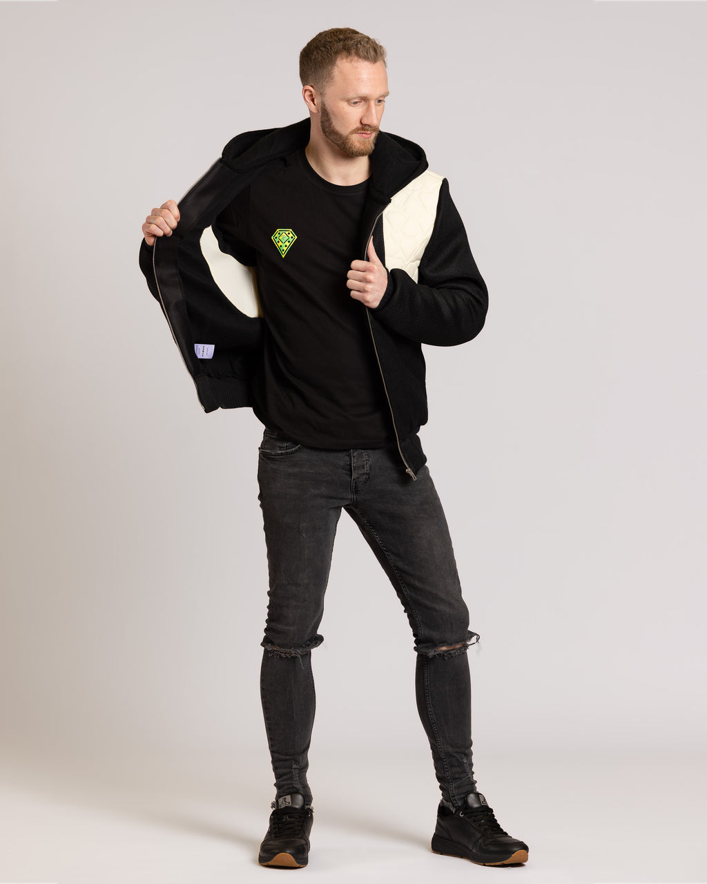 Veste à capuche en tissu Oxford matelassé et airmesh